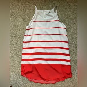 Red and White Striped high neck dress